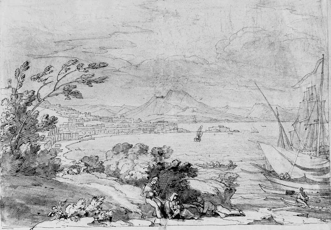 Luigi Basiletti-49-Veduta di Napoli con gruppo di barche